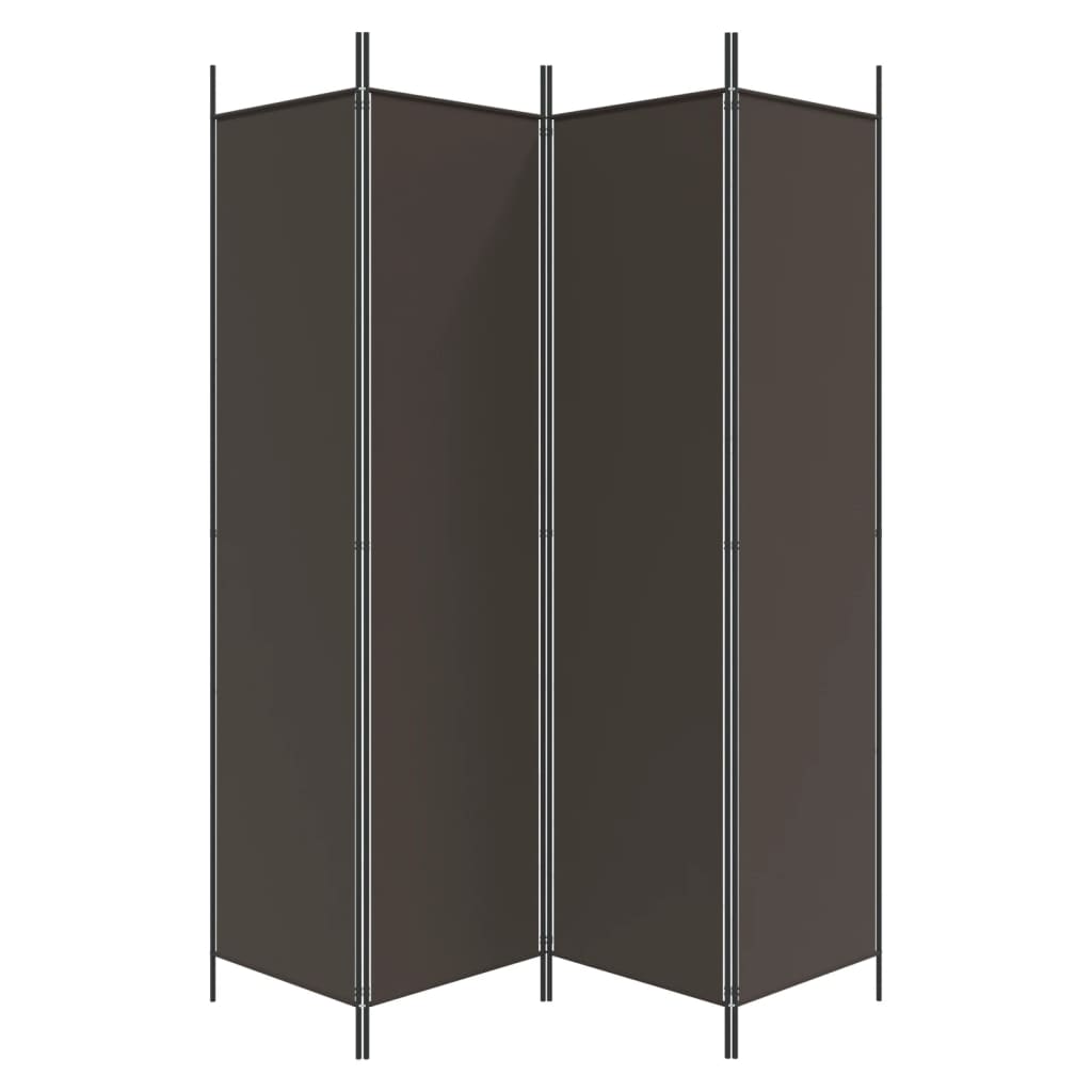 4-Panel Room Divider Brown 200x200 cm Fabric - Room Dividers