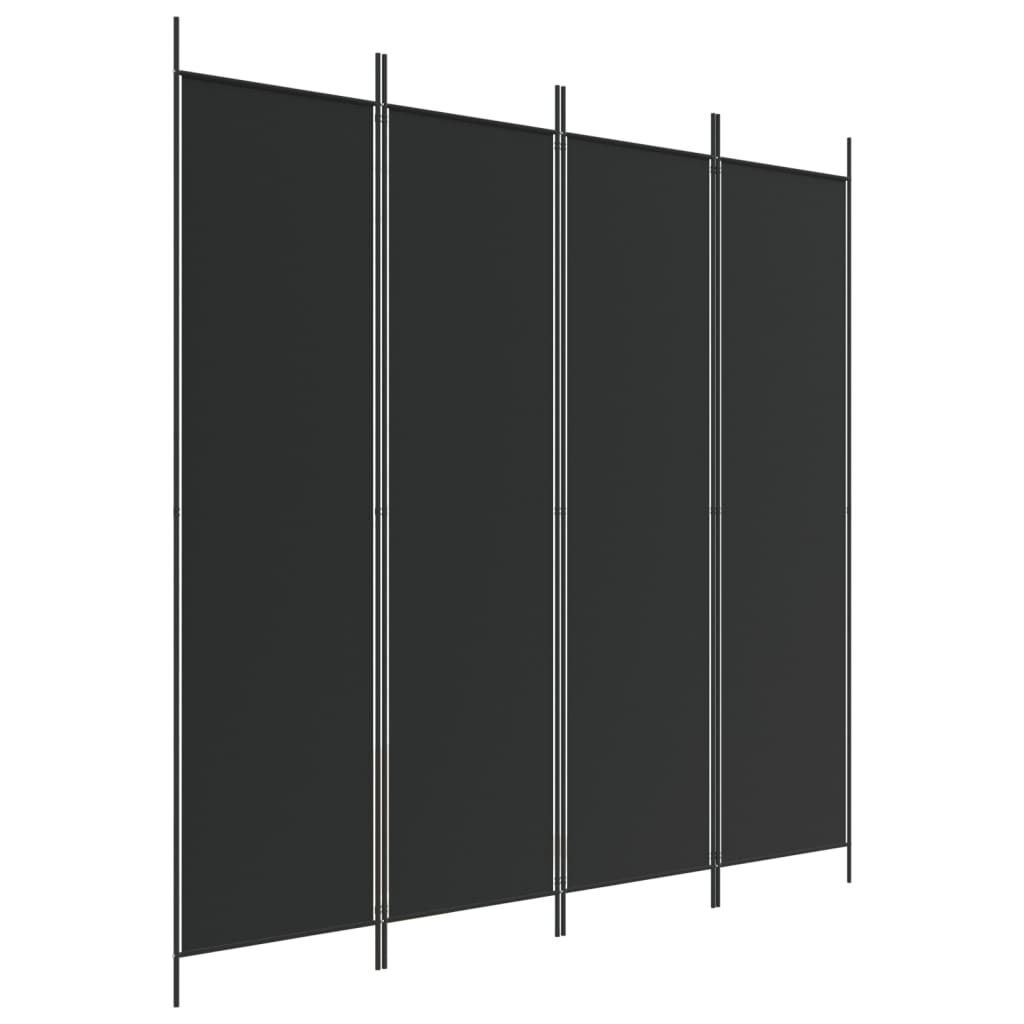 4-Panel Room Divider Black 200x200 cm Fabric - Room Dividers