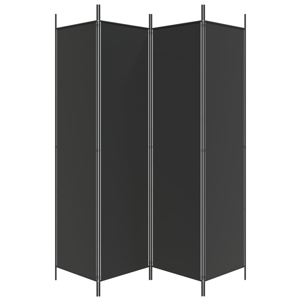 4-Panel Room Divider Black 200x200 cm Fabric - Room Dividers