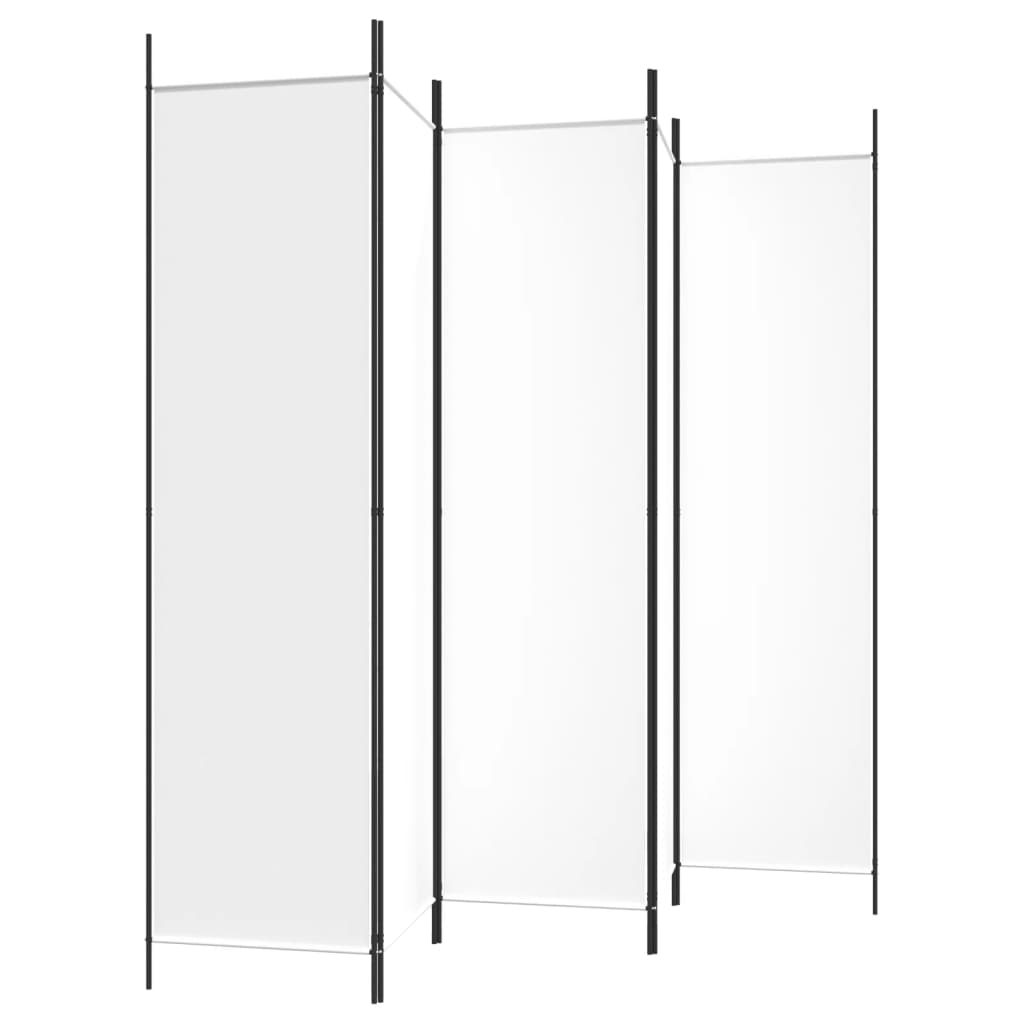 5-Panel Room Divider White 250x200 cm Fabric - Room Dividers