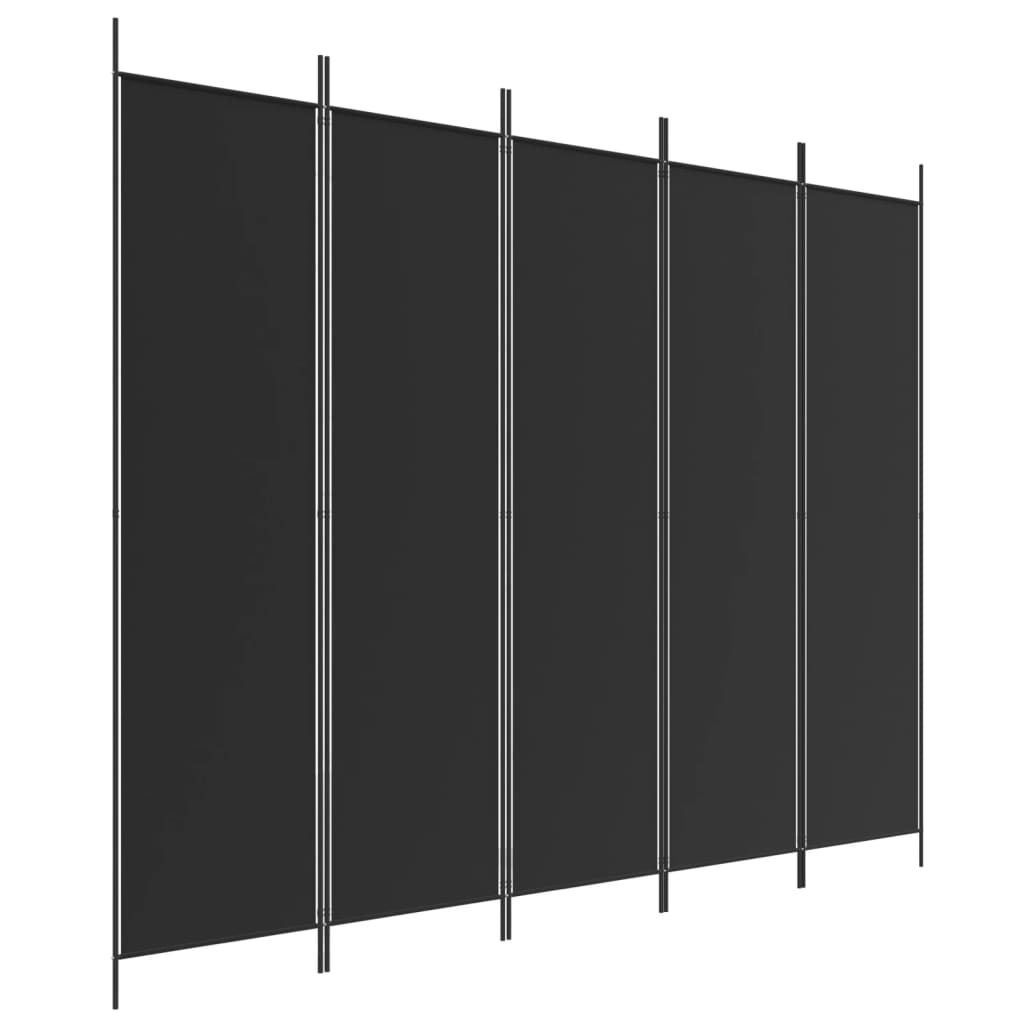 5-Panel Room Divider Black 250x200 cm Fabric - Room Dividers
