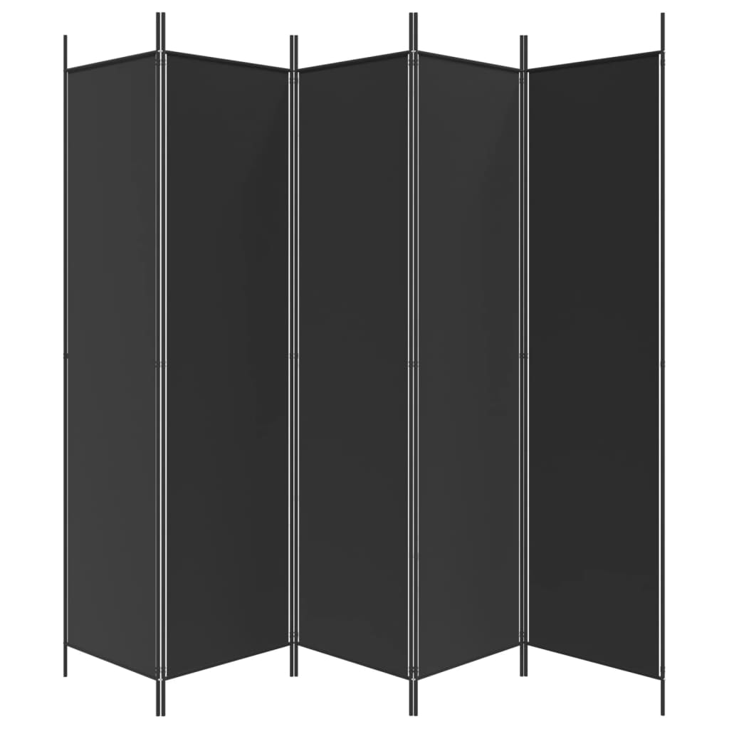 5-Panel Room Divider Black 250x200 cm Fabric - Room Dividers