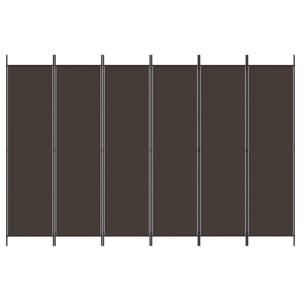 6-Panel Room Divider Brown 300x200 cm Fabric - Room Dividers
