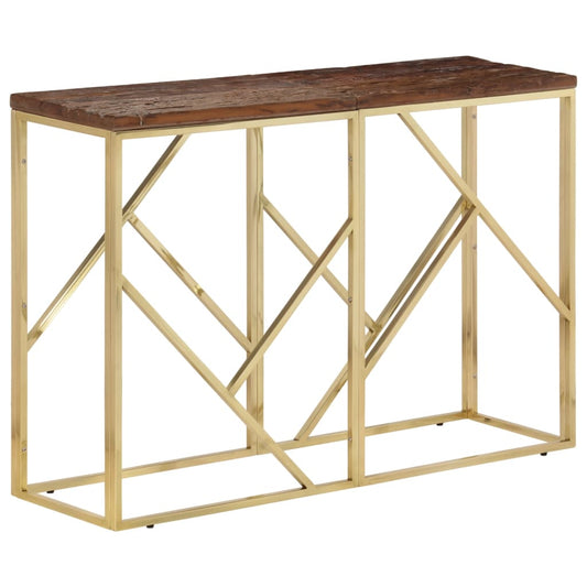 Console Table Gold Stainless Steel and Solid Wood Sleeper - End Tables