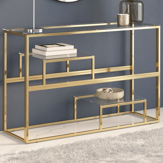 Console Table Gold Stainless Steel and Tempered Glass - Console Tables