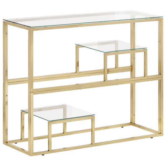 Console Table Gold Stainless Steel and Tempered Glass - End Tables