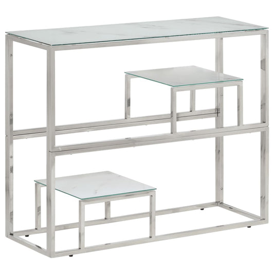 Console Table Silver Stainless Steel and Tempered Glass - End Tables