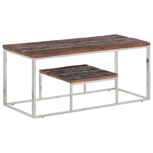 Coffee Table Silver Stainless Steel and Solid Wood Sleeper - Coffee Tables