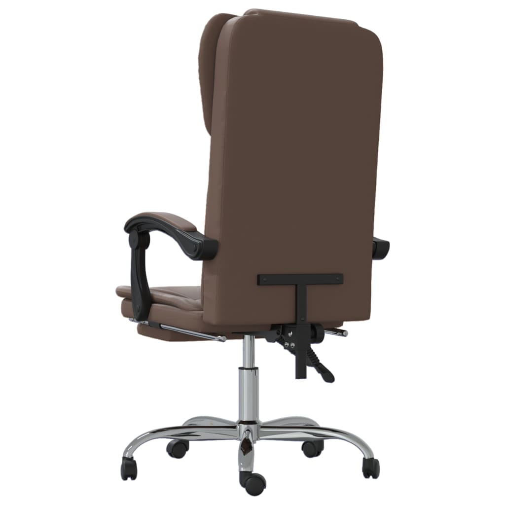 Reclining Office Chair Brown Faux Leather - Office & Desk Chairs