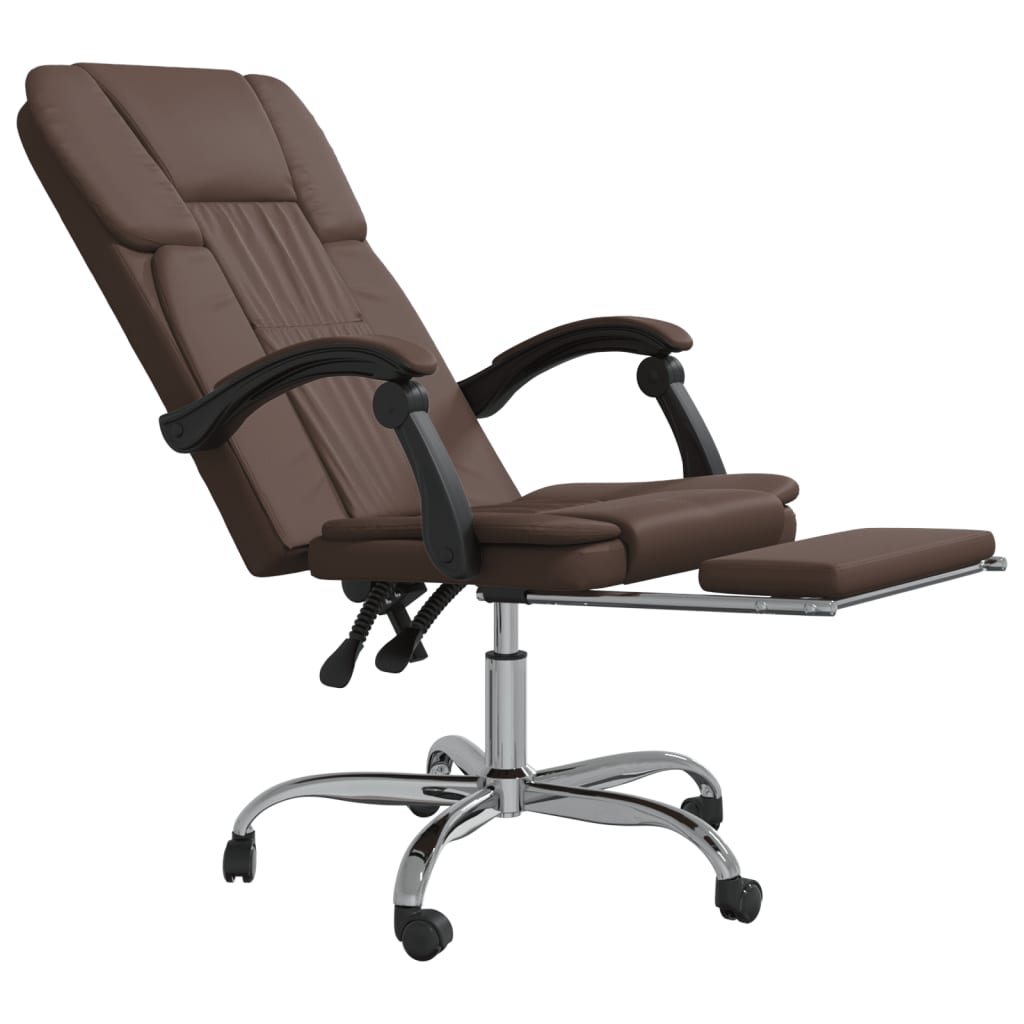 Reclining Office Chair Brown Faux Leather - Office & Desk Chairs