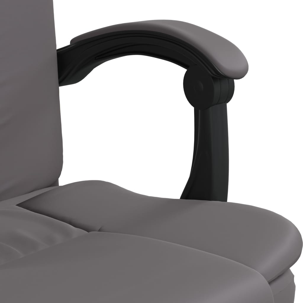 Reclining Office Chair Grey Faux Leather - Office & Desk Chairs