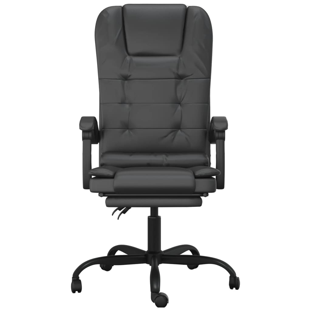 Massage Reclining Office Chair Black Faux Leather - Office & Desk Chairs