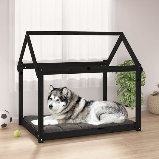 Dog Bed Black 111x80x100 cm Solid Wood Pine - Dog Beds