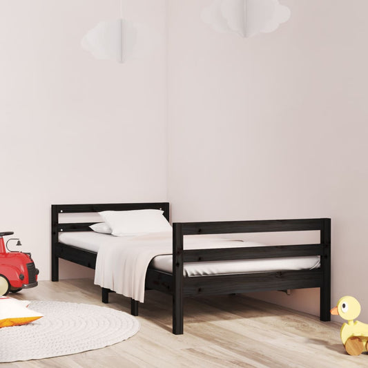 Bed Frame Black 75x190 cm Small Single Solid Wood Pine - Beds & Bed Frames