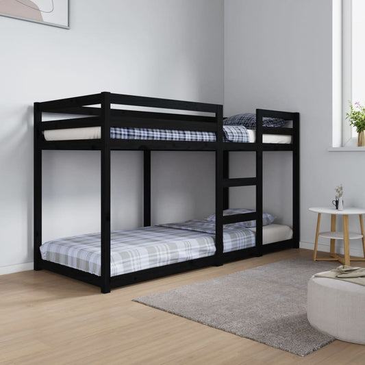 Bunk Bed Black 75x190 cm Solid Wood Pine - Beds & Bed Frames