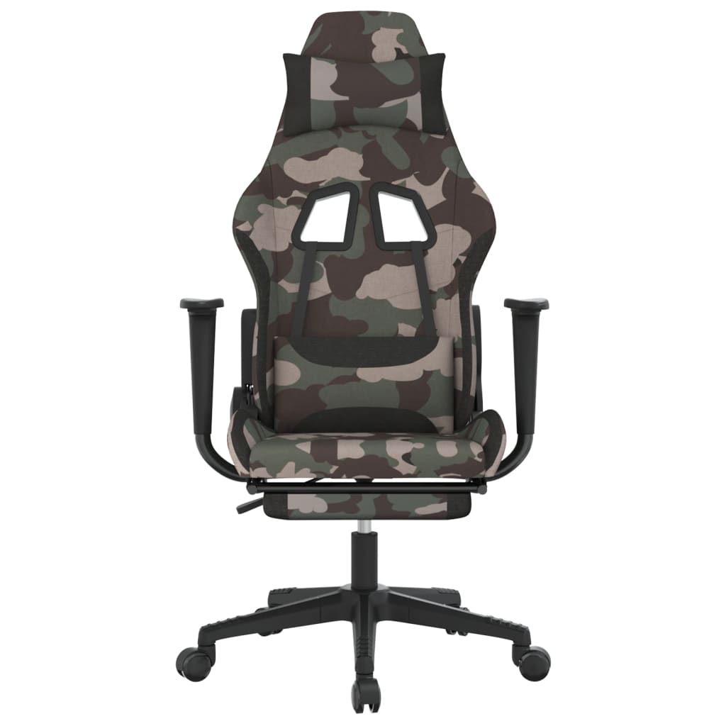 Gaming Chair with Footrest Camouflage and Black Fabric - Gaming Chairs