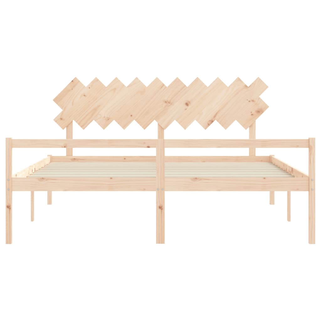 Bed Frame with Headboard 200x200 cm Solid Wood - Beds & Bed Frames