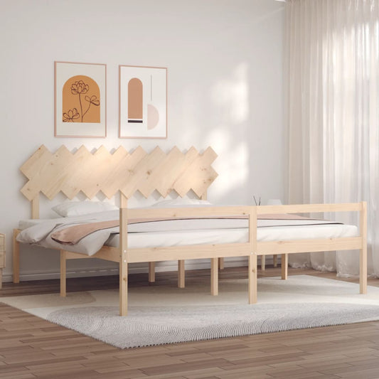 Bed Frame with Headboard 200x200 cm Solid Wood