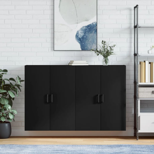 Wall Mounted Cabinets 2 pcs Black 69.5x34x90 cm - Buffets & Sideboards