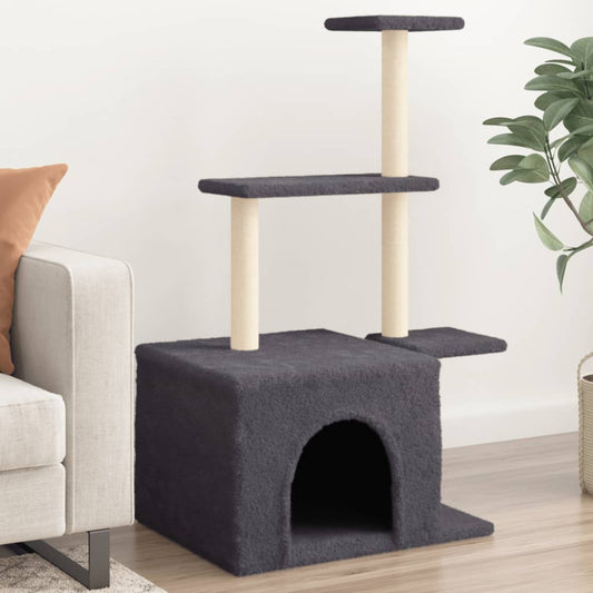 Cat Tree with Sisal Scratching Posts Dark Grey 110 cm - Cat Furniture
