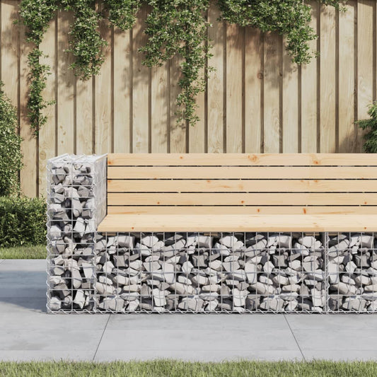 Garden Bench Gabion Design 122x71x65.5 cm Solid Wood Pine - Outdoor Benches