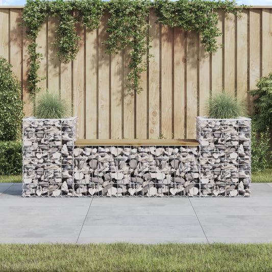 Garden Bench Gabion Design 183x41x60.5 cm Impregnated Wood Pine - Outdoor Benches