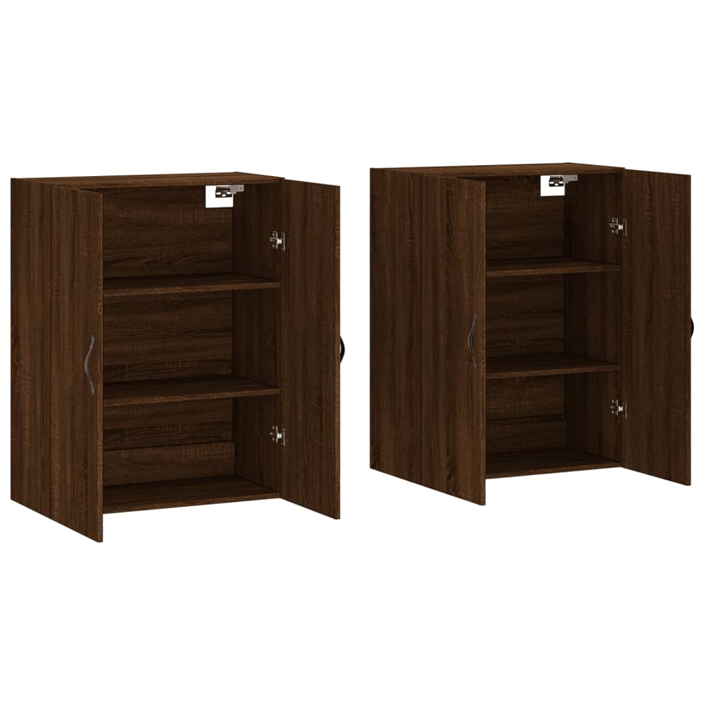Wall Mounted Cabinets 2 pcs Brown Oak Engineered Wood - Buffets & Sideboards
