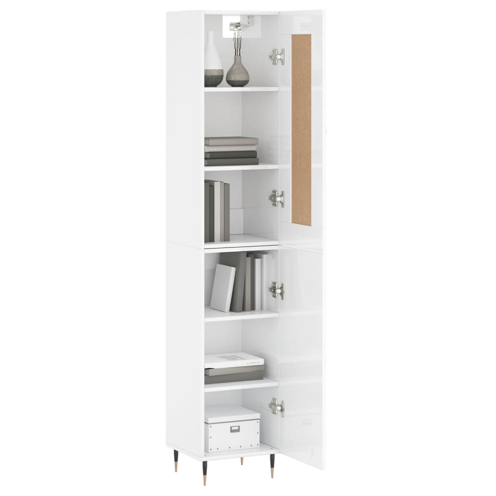 Highboard High Gloss White 34.5x34x180 cm Engineered Wood - Buffets & Sideboards