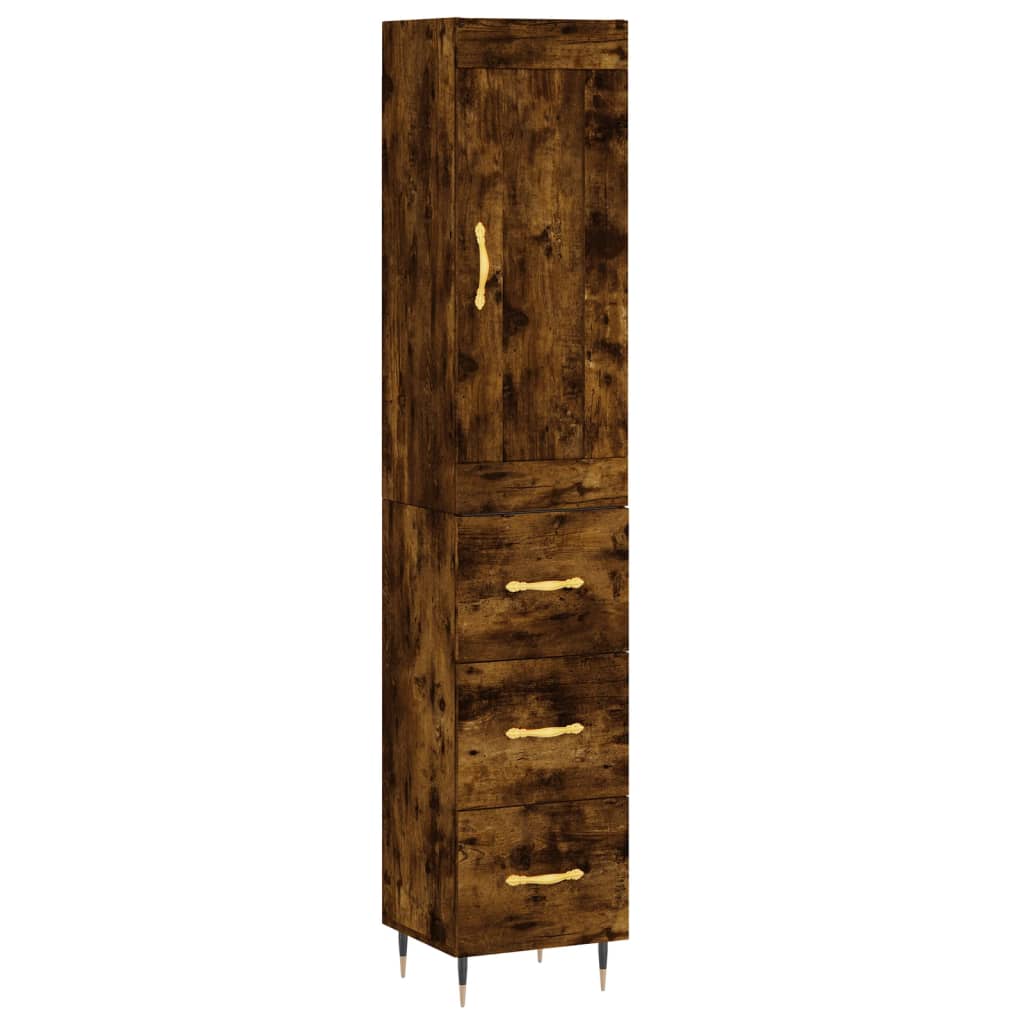 Highboard Smoked Oak 34.5x34x180 cm Engineered Wood - Buffets & Sideboards