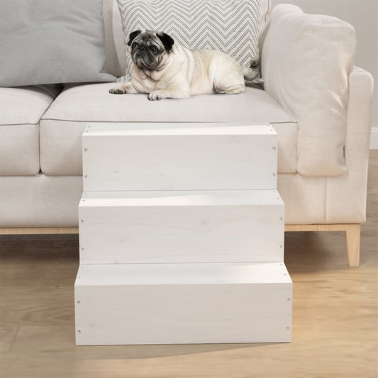 Pet Stair White 40x37.5x35 cm Solid Wood Pine - Pet Steps & Ramps