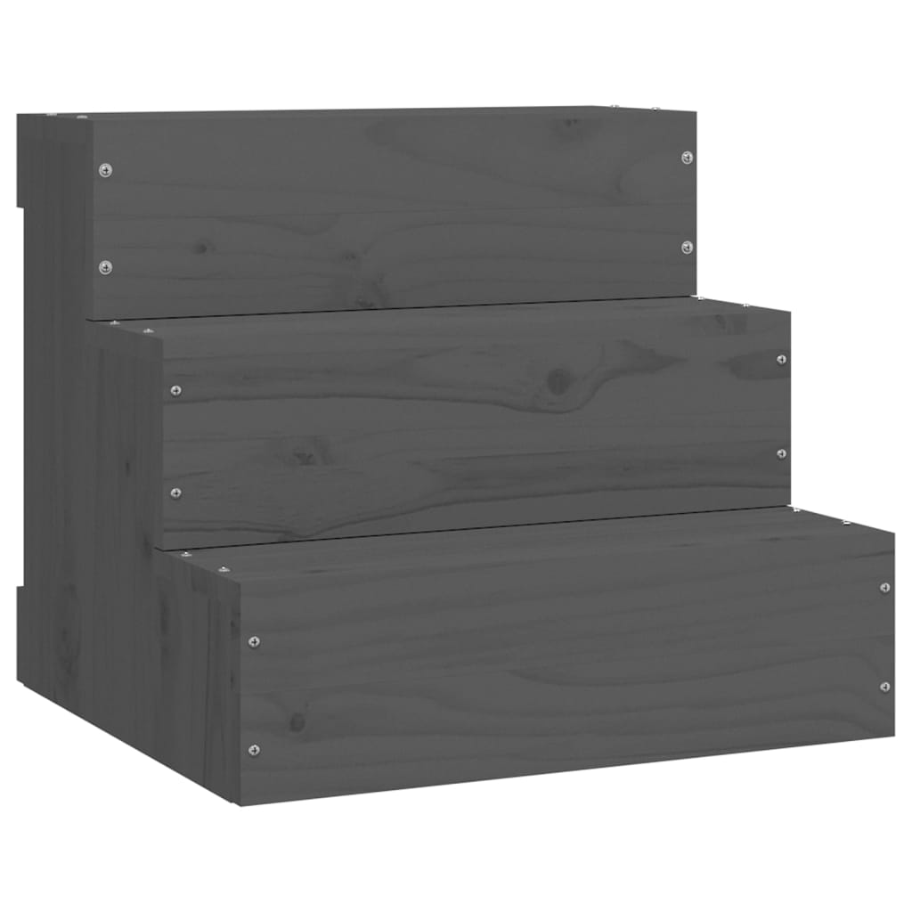 Pet Stair Grey 40x37.5x35 cm Solid Wood Pine - Pet Steps & Ramps