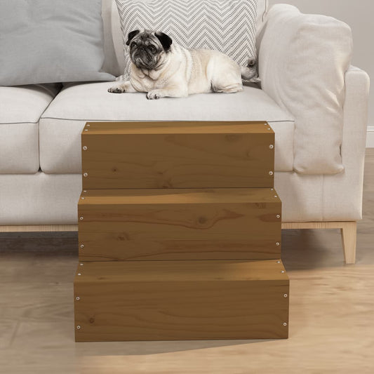 Pet Stair Honey Brown 40x37.5x35 cm Solid Wood Pine - Pet Steps & Ramps