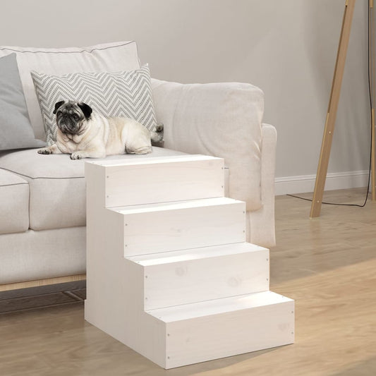 Pet Stair White 40x49x47 cm Solid Wood Pine - Pet Steps & Ramps