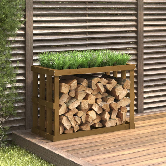 Outdoor Log Holder Honey Brown 108x52x74 cm Solid Wood Pine - Log Racks & Carriers