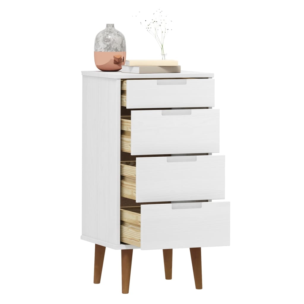 Drawer Cabinet MOLDE White 40x35x82 cm Solid Wood Pine - Chest of drawers