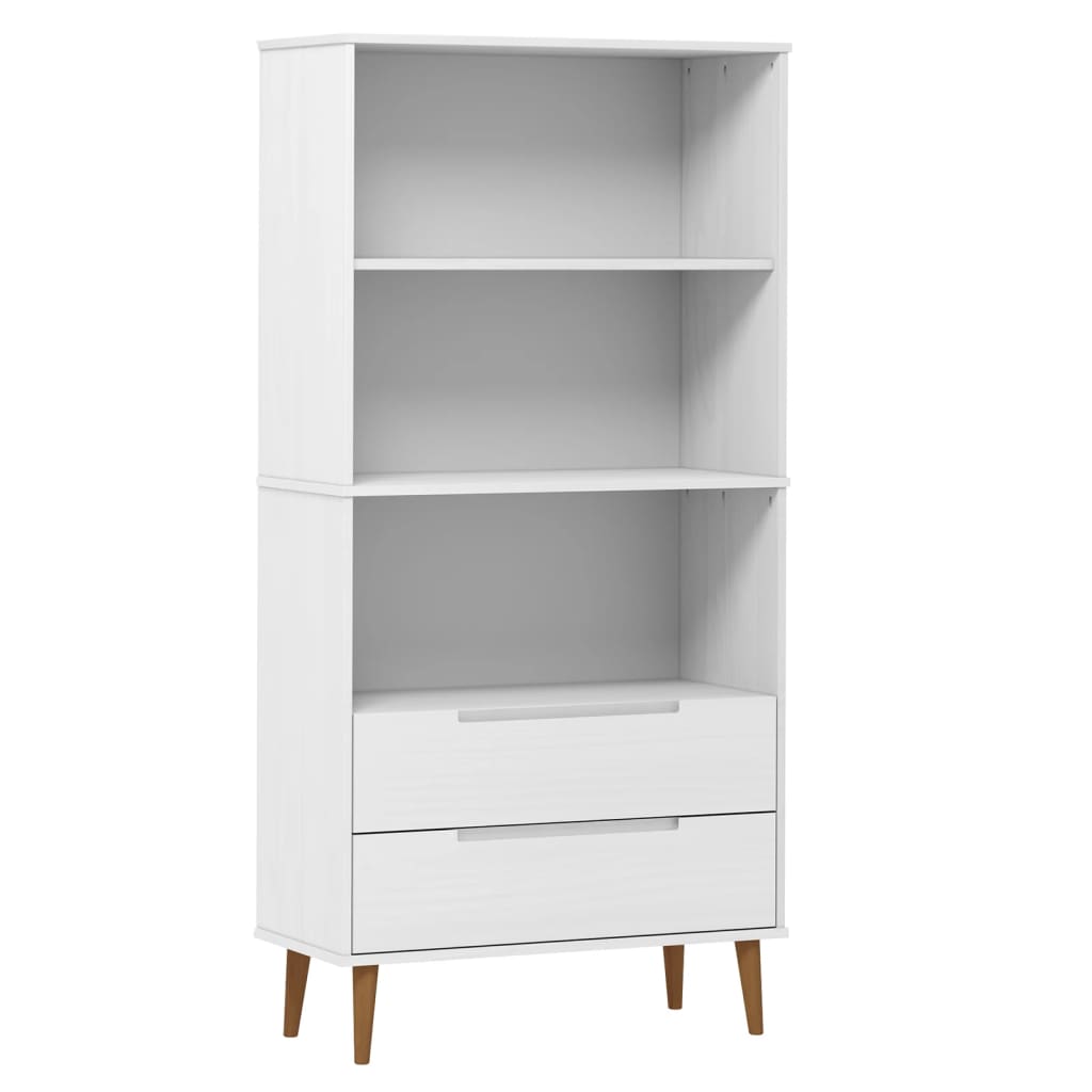 Bookcase MOLDE White 85x35x170,5 cm Solid Wood Pine - Bookcases & Standing Shelves