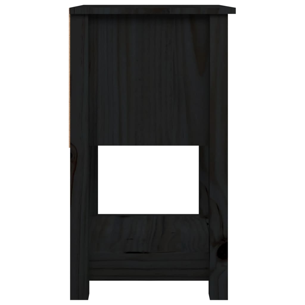 Bedside Cabinet Black 40x35x61.5 cm Solid Wood Pine - Storage Cabinets & Lockers