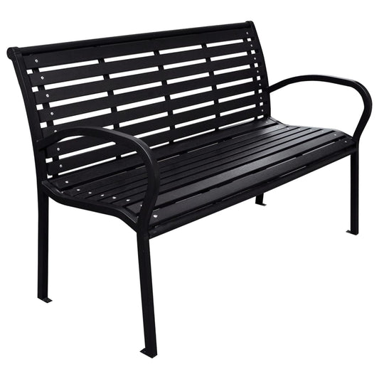 Garden Bench Black 116 cm Steel and WPC - Outdoor Benches