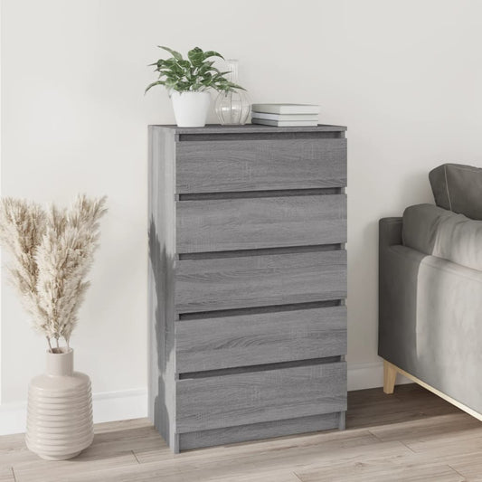 Drawer Cabinet Grey Sonoma 60x36x103 cm Engineered Wood - Chest of drawers