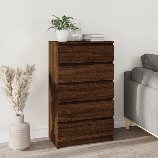 Drawer Cabinet Brown Oak 60x36x103 cm Engineered Wood - Chest of drawers