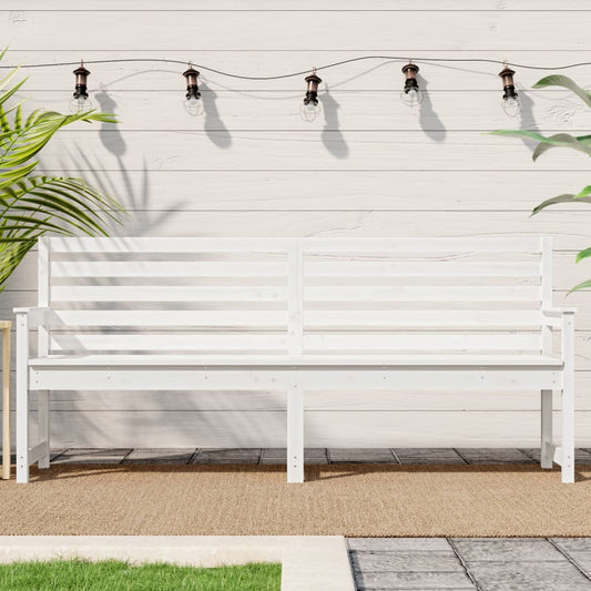 Garden Bench White 203.5x48x91.5 cm Solid Wood Pine - Outdoor Benches