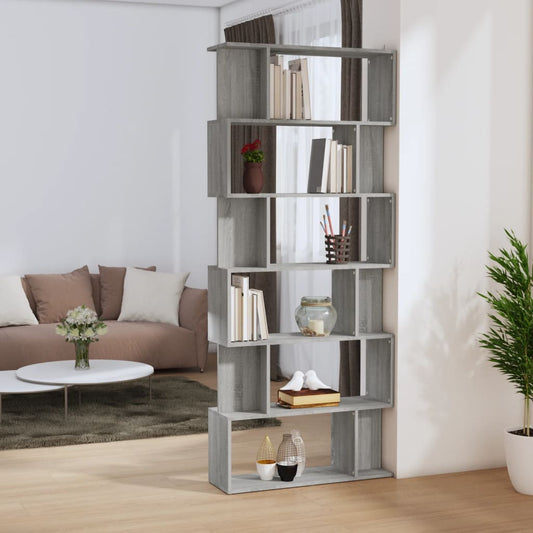 Book Cabinet/Room Divider Grey Sonoma 80x24x192 cm Engineered Wood - Bookcases & Standing Shelves