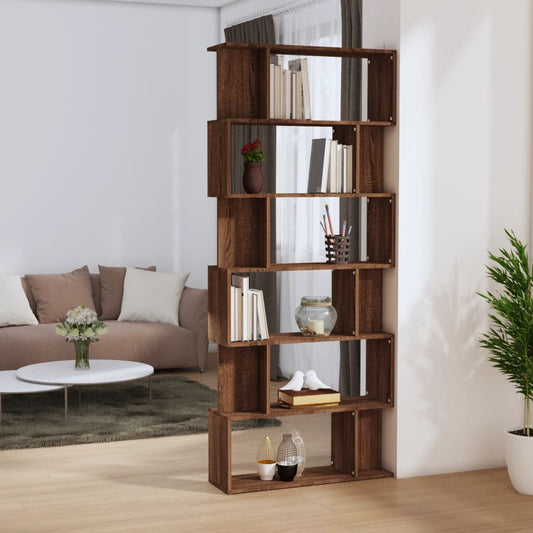 Book Cabinet/Room Divider Brown Oak 80x24x192 cm Engineered Wood - Bookcases & Standing Shelves
