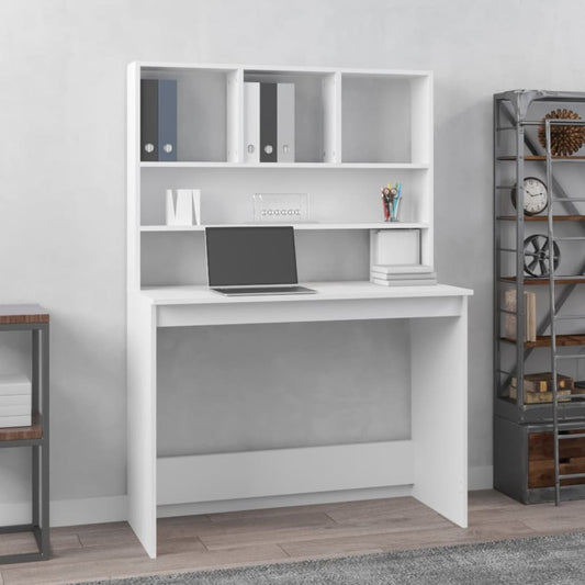 Desk with Shelves White 102x45x148 cm Engineered Wood - Desks
