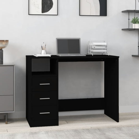 Desk with Drawers Black 102x50x76 cm Engineered Wood - Desks
