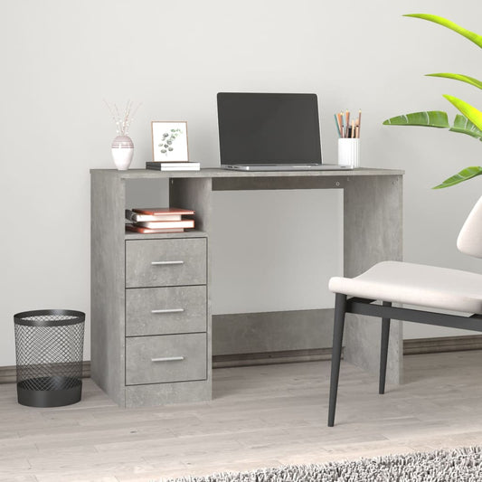 Desk with Drawers Concrete Grey 102x50x76 cm Engineered Wood - Desks