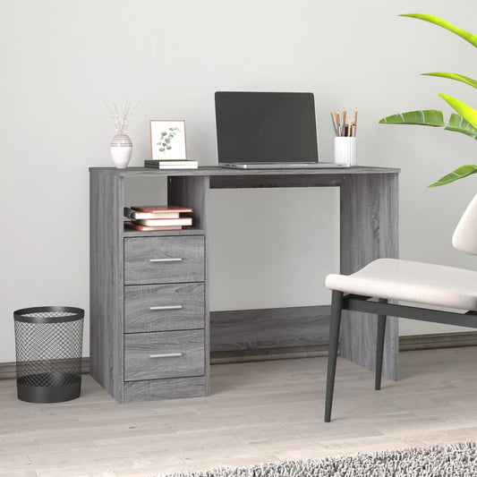 Desk with Drawers Grey Sonoma 102x50x76 cm Engineered Wood - Desks