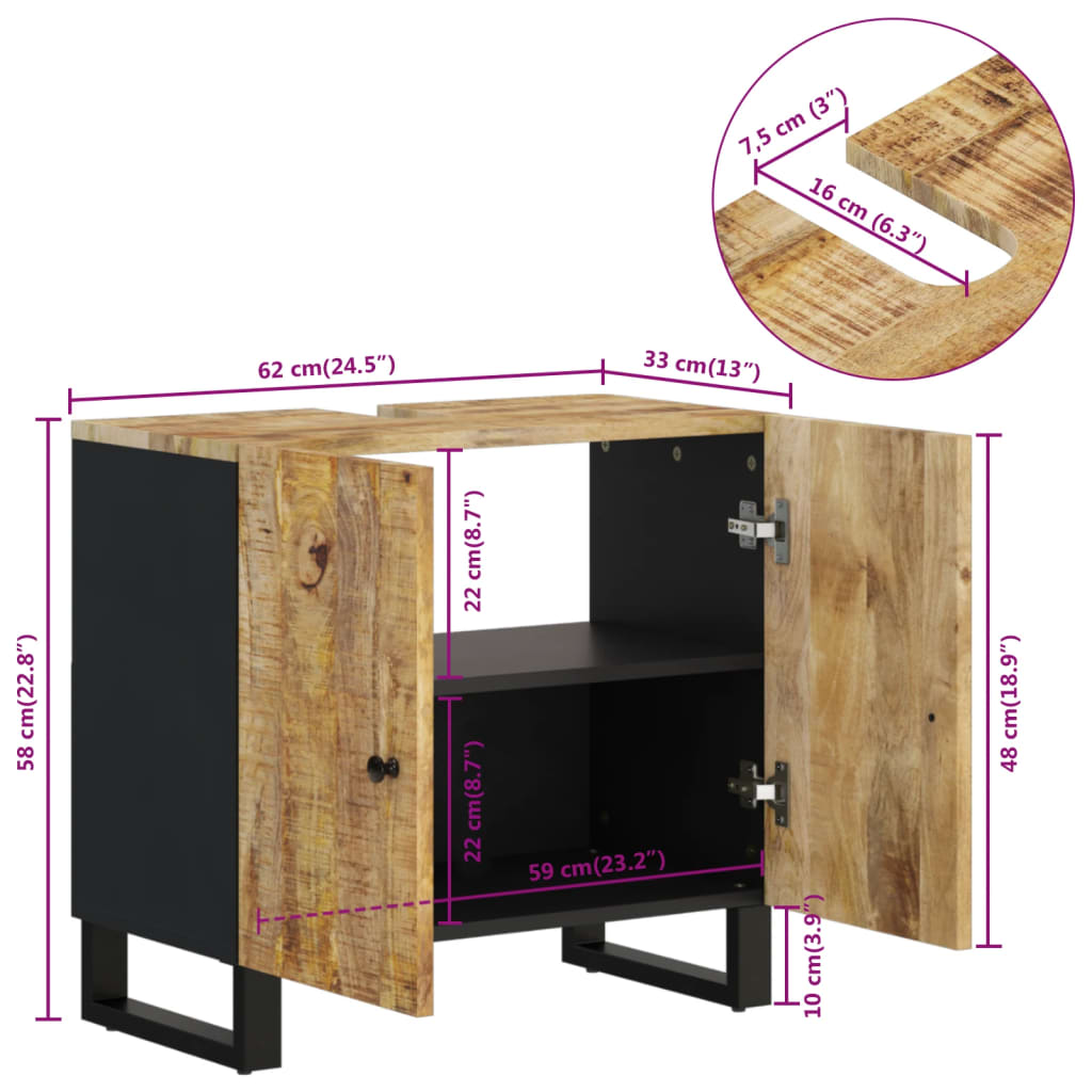 Sink Cabinet 62x33x58 cm Solid Wood Mango and Engineered Wood - Bathroom Furniture Sets