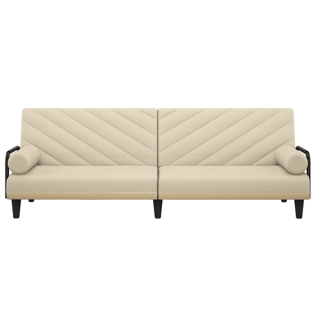 Sofa Bed with Armrests Cream Fabric - Sofas