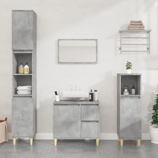 Bathroom Cabinet Concrete Grey 30x30x100 cm Engineered Wood - Bathroom Furniture Sets